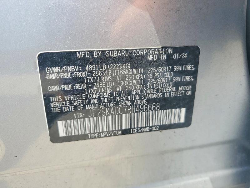 Aukcja sprzedaży 2024 Subaru Forester, vin: JF2SKADC7RH496668, numer aukcji: 52380216
