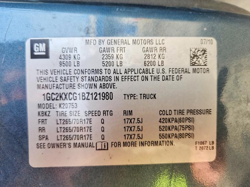 Aukcja sprzedaży 2011 Chevrolet Silverado, vin: 1GC2KXCG1BZ121980, numer aukcji: 54291736