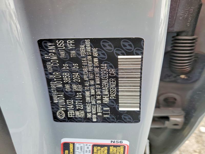 Продаж на аукціоні авто 2022 Hyundai Elantra, vin: KMHLM4AG9NU329344, номер лоту: 53784946