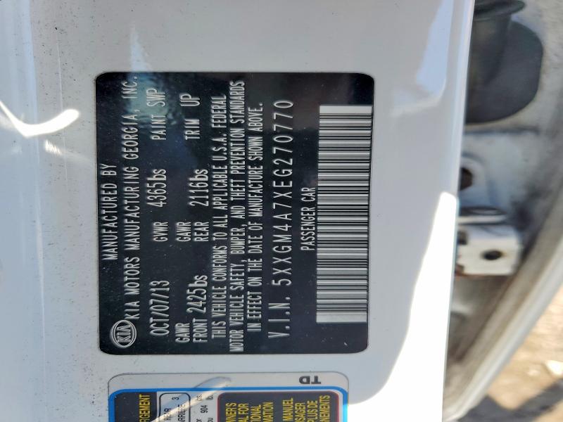 54600806 :رقم المزاد ، 5XXGM4A7XEG270770 vin ، 2014 Kia Optima مزاد بيع