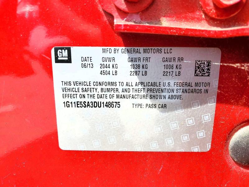 Aukcja sprzedaży 2013 Chevrolet Malibu, vin: 1G11E5SA3DU148675, numer aukcji: 53933406