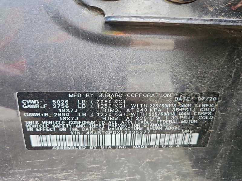 Aukcja sprzedaży 2020 Subaru Outback, vin: 4S4BTGPDXL3235277, numer aukcji: 51676876