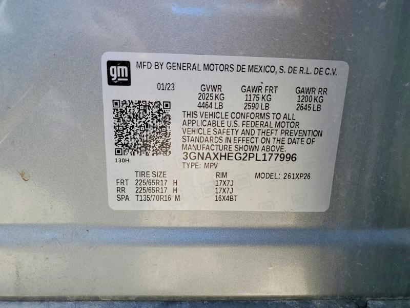 2023 Chevrolet Equinox მანქანა იყიდება აუქციონზე, vin: 3GNAXHEG2PL177996, აუქციონის ნომერი: 53692586