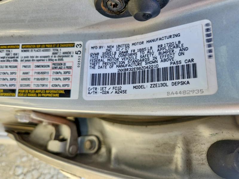 54975096 :رقم المزاد ، 1NXBR32E98Z042210 vin ، 2008 Toyota Corolla مزاد بيع