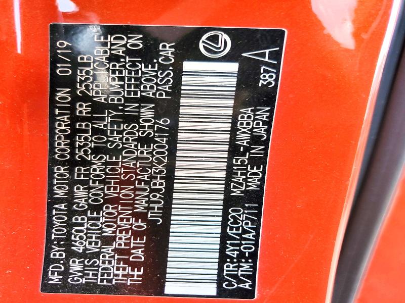 53957346 :رقم المزاد ، JTHU9JBH3K2004176 vin ، 2019 Lexus Ux مزاد بيع