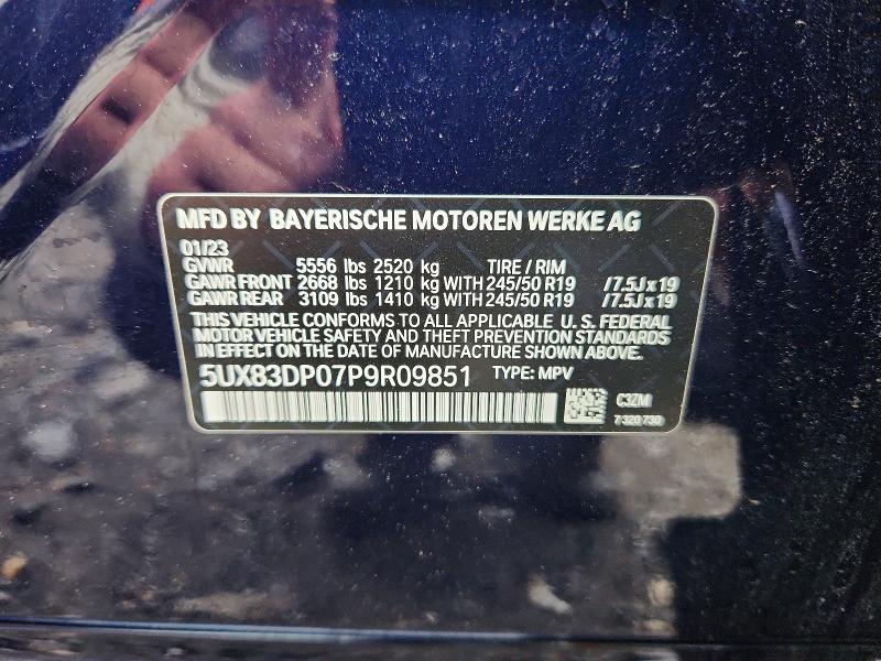 Aukcja sprzedaży 2023 Bmw X3, vin: 5UX83DP07P9R09851, numer aukcji: 52541396