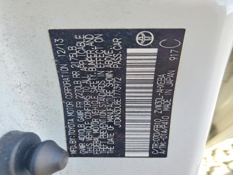 Aukcja sprzedaży 2014 Toyota Prius, vin: JTDKN3DU8E1773972, numer aukcji: 52319936