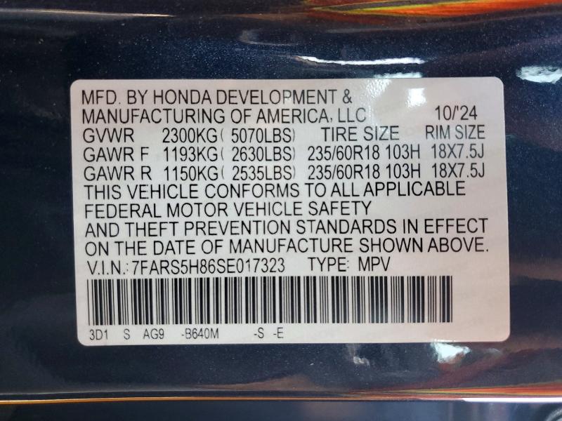 Aukcja sprzedaży 2025 Honda Cr-v, vin: 7FARS5H86SE017323, numer aukcji: 54640546