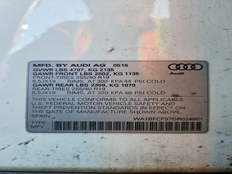 Продажа на аукционе авто 2016 Audi Q3, vin: WA1BFCFS7GR024801, номер лота: 53137896