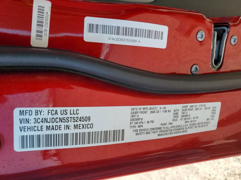 54436036 :رقم المزاد ، 3C4NJDCN5ST524509 vin ، 2025 Jeep Compass مزاد بيع