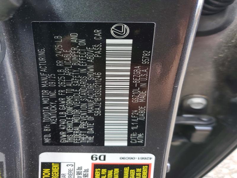 53944986 :رقم المزاد ، 58AJZ1B13SU211246 vin ، 2025 Lexus Es مزاد بيع