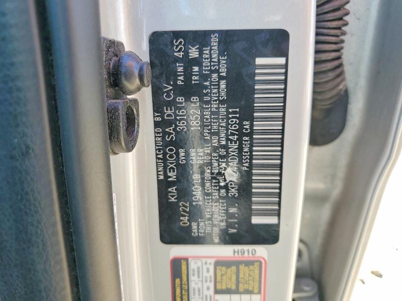 Aukcja sprzedaży 2022 Kia Rio, vin: 3KPA24ADXNE476911, numer aukcji: 55204406