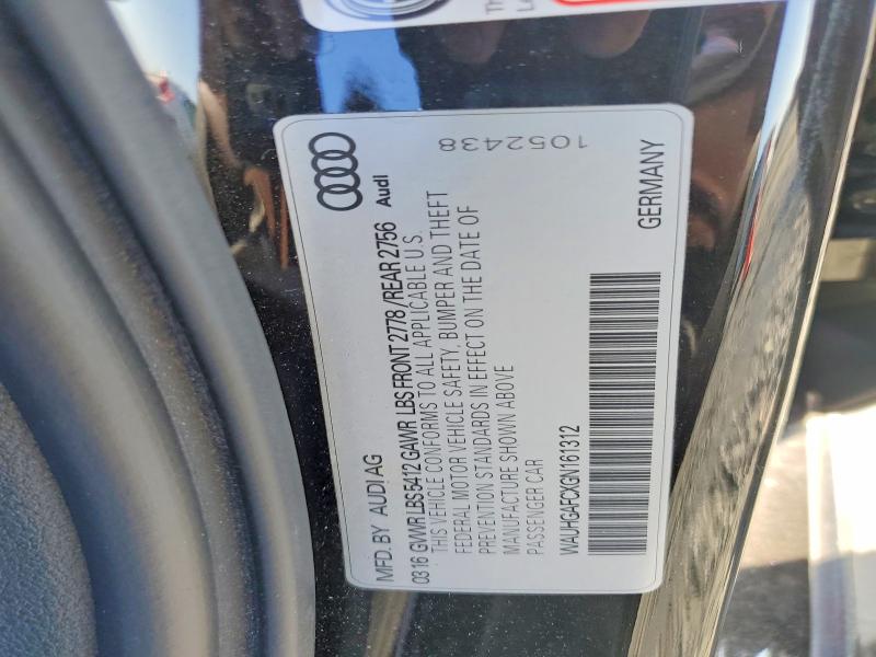 53854006 :رقم المزاد ، WAUHGAFCXGN161312 vin ، 2016 Audi A6 مزاد بيع