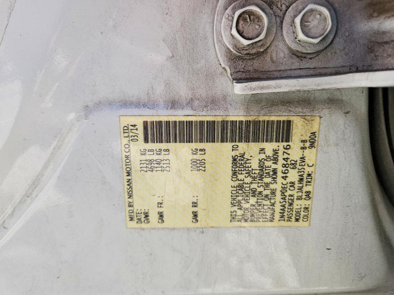 Aukcja sprzedaży 2014 Nissan Maxima, vin: 1N4AA5AP0EC468476, numer aukcji: 53592716