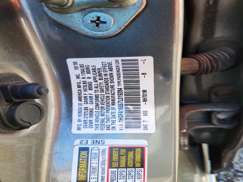 Aukcja sprzedaży 2007 Honda Civic, vin: 1HGFA16867L019284, numer aukcji: 52897676