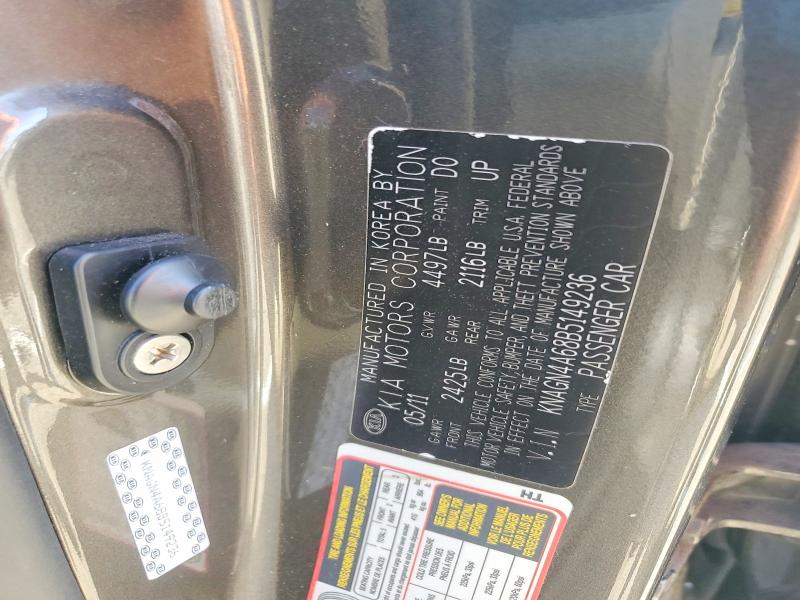 55137906 :رقم المزاد ، KNAGN4A68B5149236 vin ، 2011 Kia Optima مزاد بيع