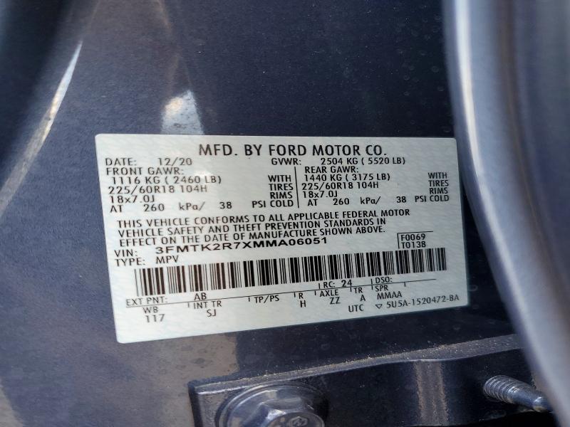 2021 Ford Mustang Mach-e მანქანა იყიდება აუქციონზე, vin: 3FMTK2R7XMMA06051, აუქციონის ნომერი: 53389596