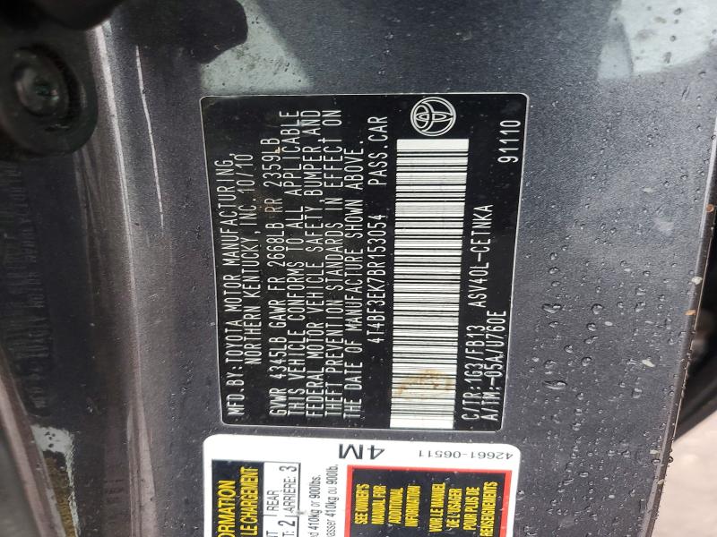 Aukcja sprzedaży 2011 Toyota Camry, vin: 4T4BF3EK7BR153054, numer aukcji: 41629996