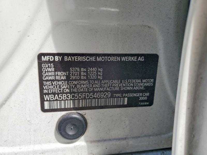 53354576 :رقم المزاد ، WBA5B3C55FD546929 vin ، 2015 Bmw 535 مزاد بيع