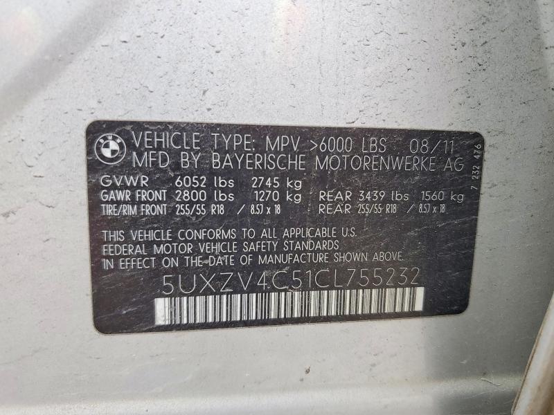 Продажа на аукционе авто 2012 Bmw X5, vin: 5UXZV4C51CL755232, номер лота: 54793466