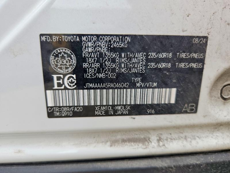 2024 Toyota Bz4x მანქანა იყიდება აუქციონზე, vin: JTMAAAAA5RA046042, აუქციონის ნომერი: 55321566