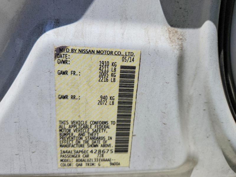 54004196 :رقم المزاد ، 1N4AL3AP6EC428675 vin ، 2014 Nissan Altima مزاد بيع