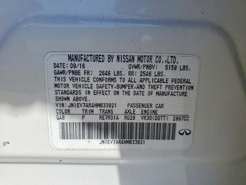 Aukcja sprzedaży 2017 Infiniti Q50, vin: JN1EV7AR4HM833921, numer aukcji: 54323836