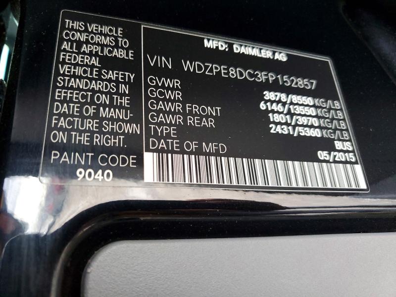 53098246 :رقم المزاد ، WDZPE8DC3FP152857 vin ، 2015 Mercedes-benz Sprinter مزاد بيع