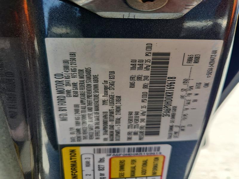 2019 Ford Fusion მანქანა იყიდება აუქციონზე, vin: 3FA6P0HD0KR169618, აუქციონის ნომერი: 54384476