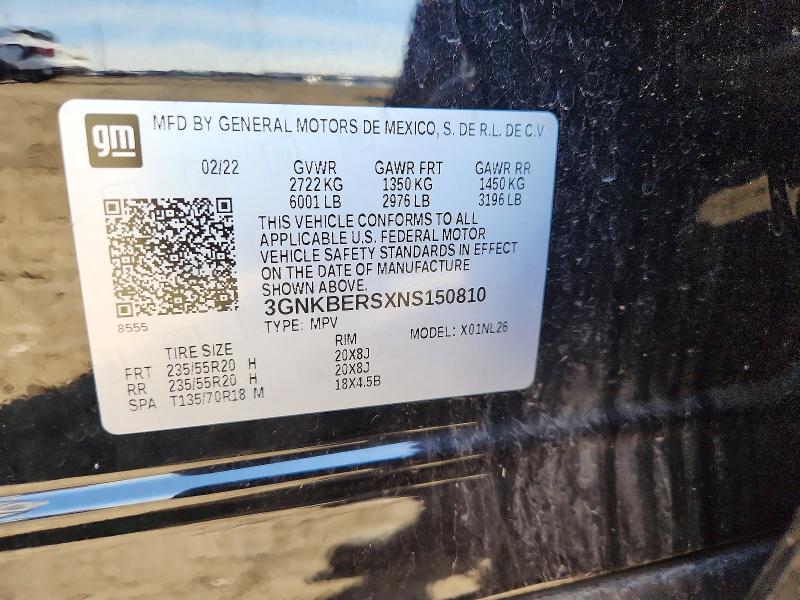 Aukcja sprzedaży 2022 Chevrolet Blazer, vin: 3GNKBERSXNS150810, numer aukcji: 54226426