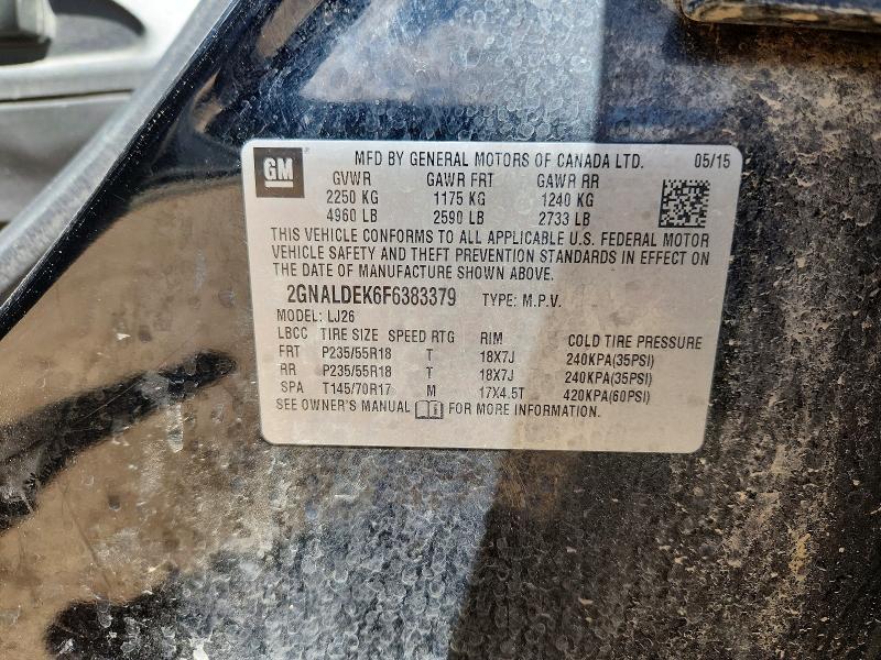Aukcja sprzedaży 2015 Chevrolet Equinox, vin: 2GNALDEK6F6383379, numer aukcji: 54625686