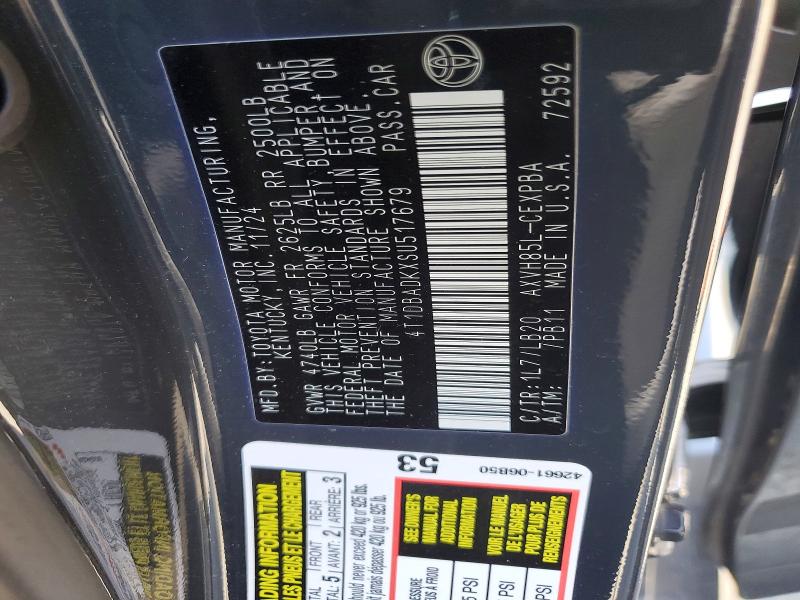 53324436 :رقم المزاد ، 4T1DBADKXSU517679 vin ، 2025 Toyota Camry مزاد بيع