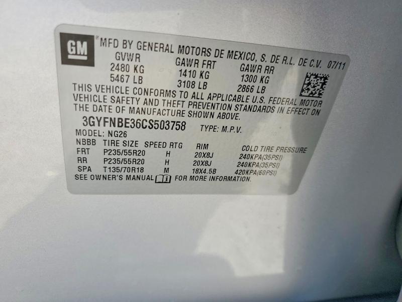 Продаж на аукціоні авто 2012 Cadillac Srx, vin: 3GYFNBE36CS503758, номер лоту: 54108326