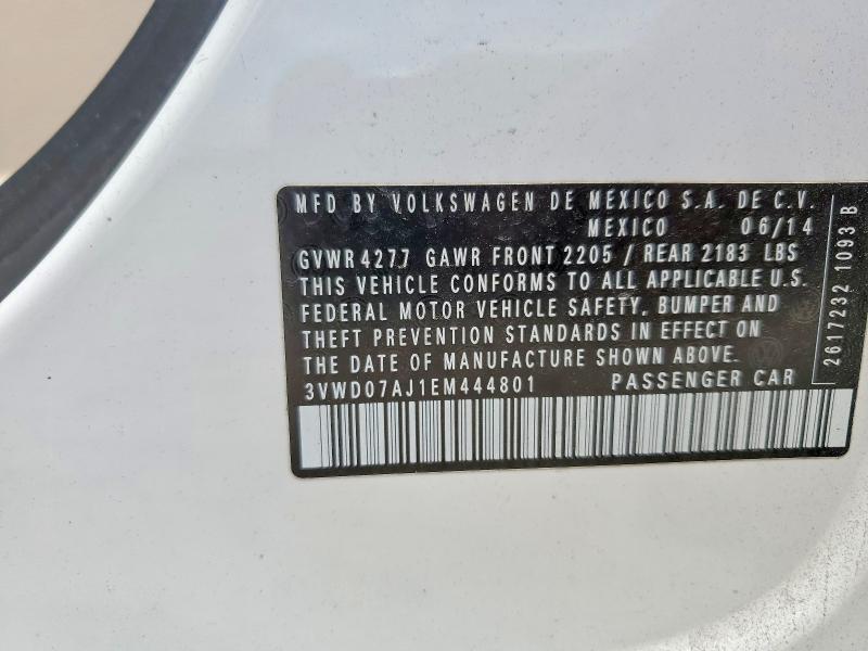 Aukcja sprzedaży 2014 Volkswagen Jetta, vin: 3VWD07AJ1EM444801, numer aukcji: 51907656