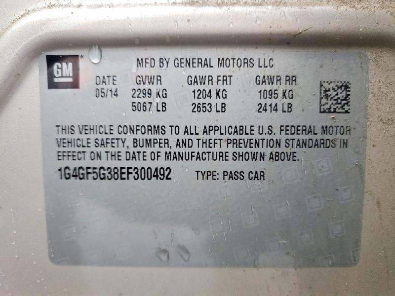 Продаж на аукціоні авто 2014 Buick Lacrosse, vin: 1G4GF5G38EF300492, номер лоту: 54349126