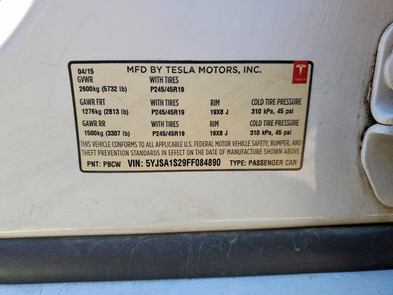 Aukcja sprzedaży 2015 Tesla Model S, vin: 5YJSA1S29FF084890, numer aukcji: 52940456