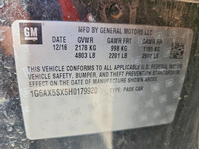 54679206 :رقم المزاد ، 1G6AX5SX5H0179920 vin ، 2017 Cadillac Cts مزاد بيع