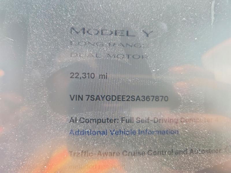 Продажа на аукционе авто 2025 Tesla Model Y, vin: 7SAYGDEE2SA367870, номер лота: 54212086
