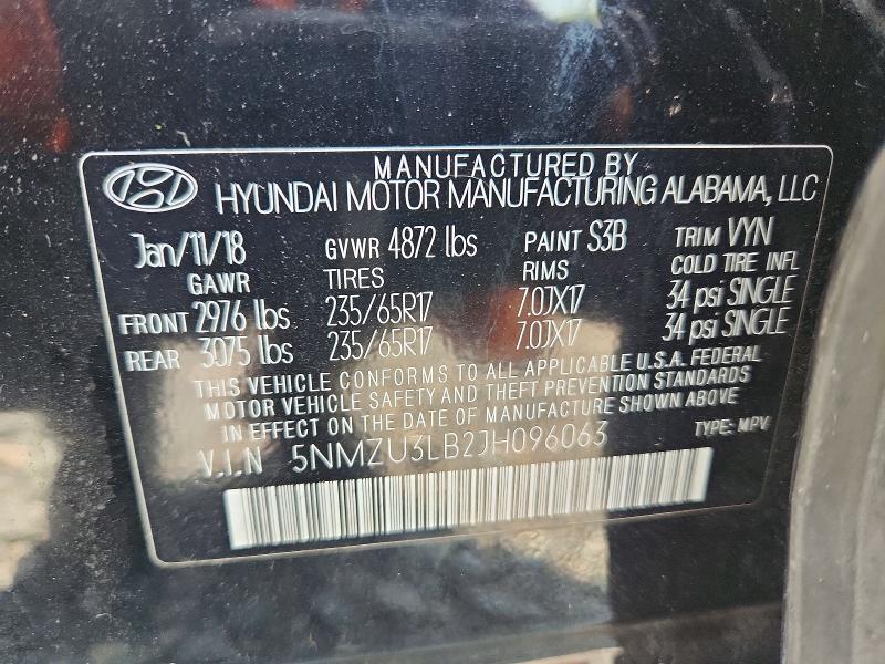 Продаж на аукціоні авто 2018 Hyundai Santa Fe Sport, vin: 5NMZU3LB2JH096063, номер лоту: 52077026