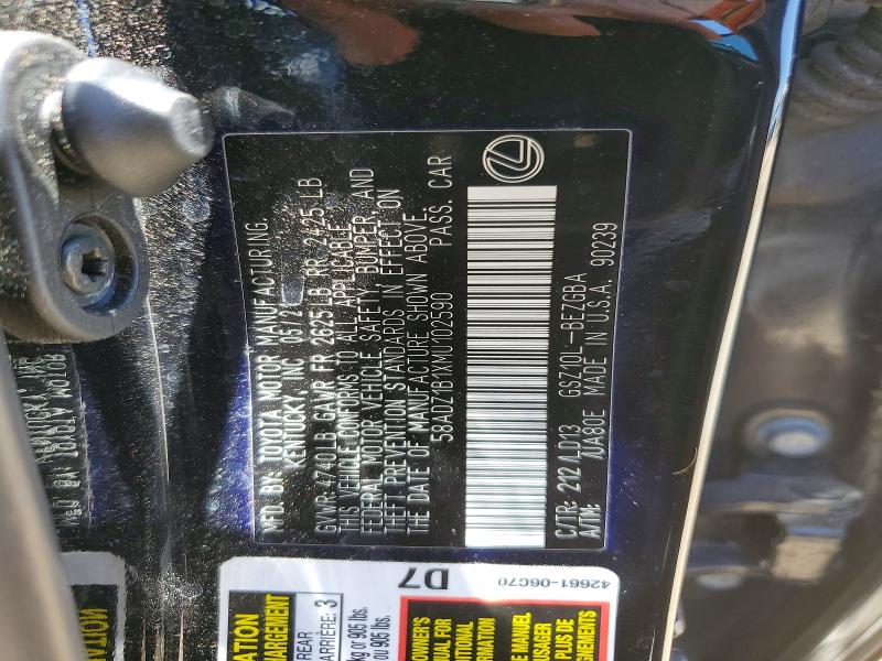 2021 Lexus Es 350 მანქანა იყიდება აუქციონზე, vin: 58ADZ1B1XMU102590, აუქციონის ნომერი: 55052116