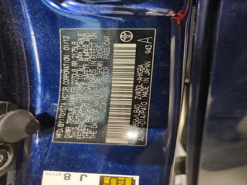 Продаж на аукціоні авто 2012 Toyota Prius, vin: JTDKN3DU5C1493309, номер лоту: 54436086