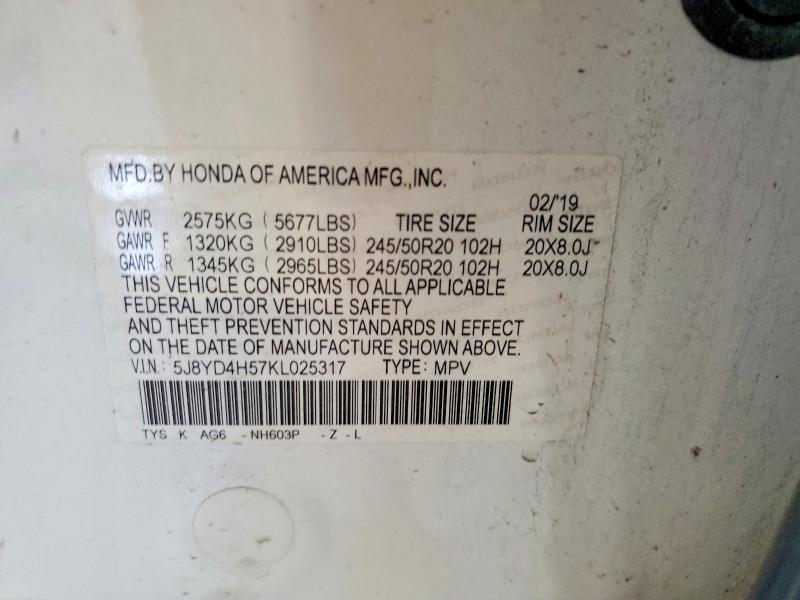 Продаж на аукціоні авто 2019 Acura Mdx, vin: 5J8YD4H57KL025317, номер лоту: 53557256