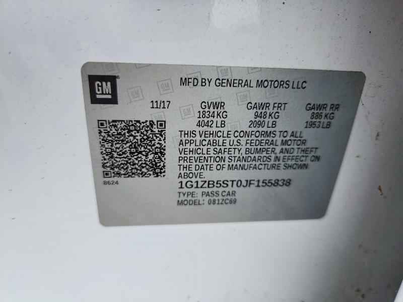53224166 :رقم المزاد ، 1G1ZB5ST0JF155838 vin ، 2018 Chevrolet Malibu مزاد بيع
