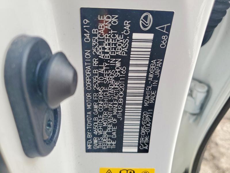 52246946 :رقم المزاد ، JTHU9JBH0K2011165 vin ، 2019 Lexus Ux مزاد بيع