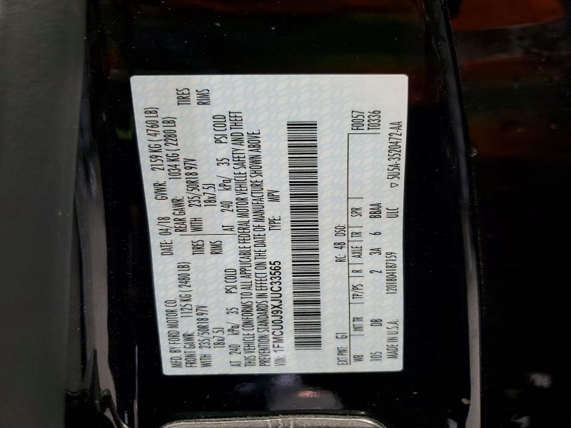 2018 Ford Escape მანქანა იყიდება აუქციონზე, vin: 1FMCU0J9XJUC33565, აუქციონის ნომერი: 52512586