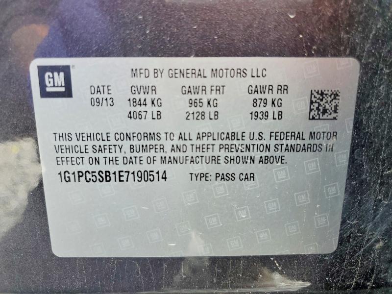 Aukcja sprzedaży 2014 Chevrolet Cruze, vin: 1G1PC5SB1E7190514, numer aukcji: 52676736