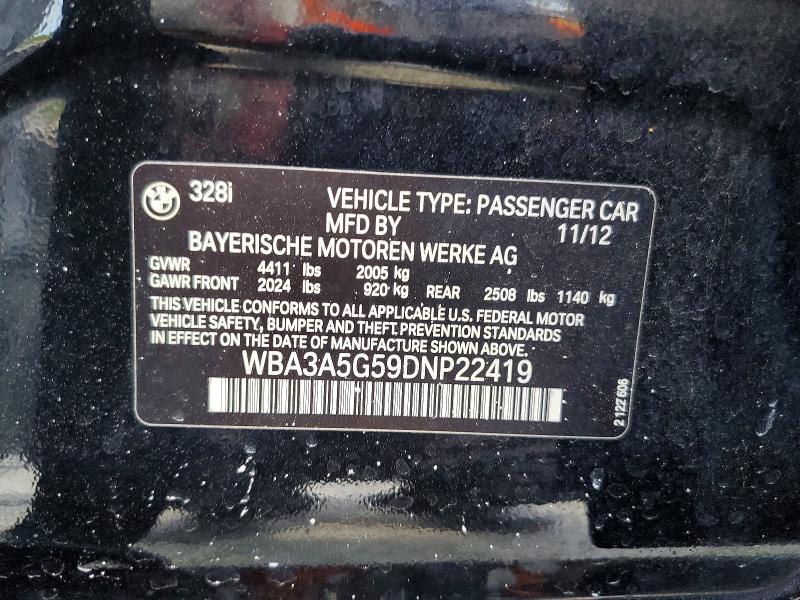 54818756 :رقم المزاد ، WBA3A5G59DNP22419 vin ، 2013 Bmw 328 مزاد بيع