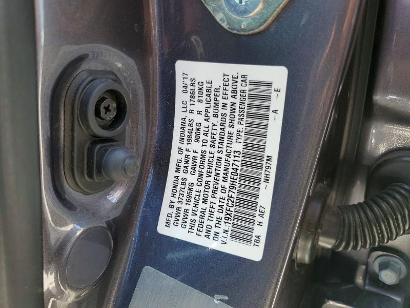 55127316 :رقم المزاد ، 19XFC2F79HE047113 vin ، 2017 Honda Civic مزاد بيع