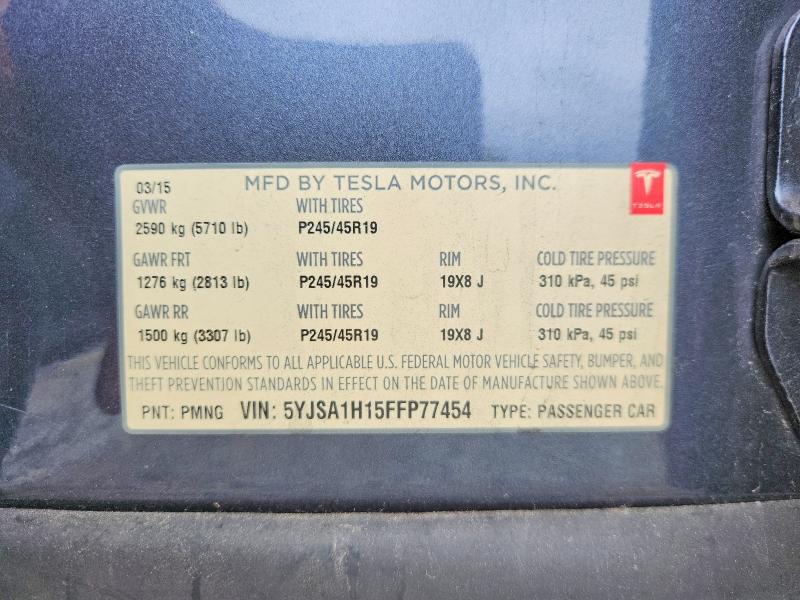 Продаж на аукціоні авто 2015 Tesla Model S, vin: 5YJSA1H15FFP77454, номер лоту: 51856446