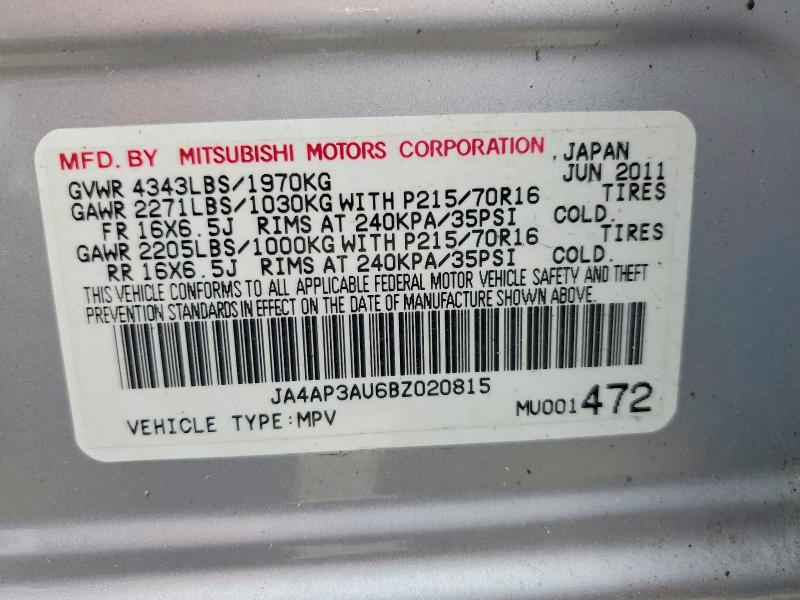 Aukcja sprzedaży 2011 Mitsubishi Outlander Sport, vin: JA4AP3AU6BZ020815, numer aukcji: 52624876